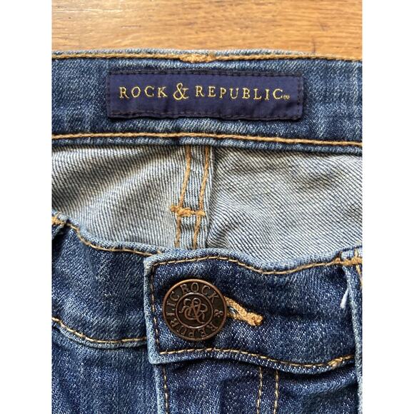 ROCK & REPUBLIC ‘Berlin’ Striped Seam Distressed Jeans sz 6 (w30) - Picture 6 of 12